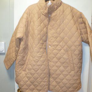 NEW Cozy Wind resistant Quilted design & high neckline light coat w/ pockets XL